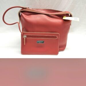 Loewe Red Leather Shoulder Bag with Pouch